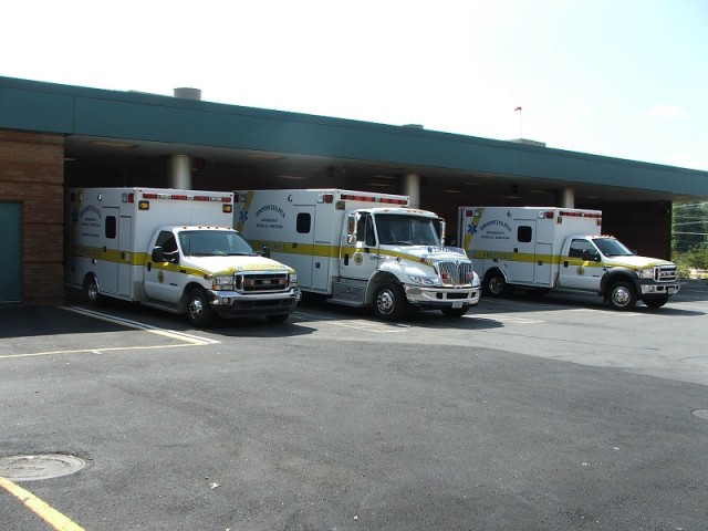 3 ambulances at Mary Washington Hospital