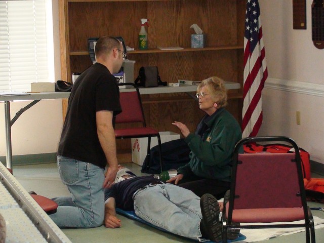 Adam getting some Trauma Scenario hints from Verna Mae